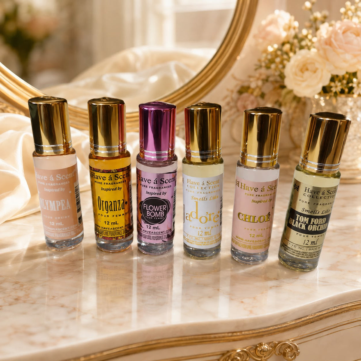 Roll on fragrance oils for women. Variety pack of 6