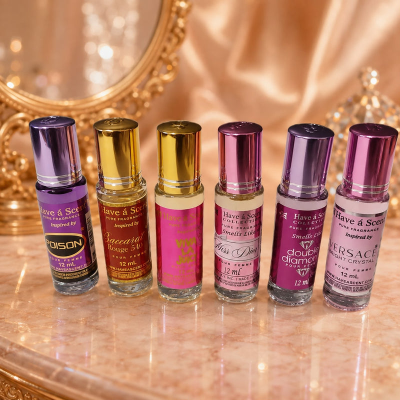 Roll on fragrance oils for women. Variety pack of 6