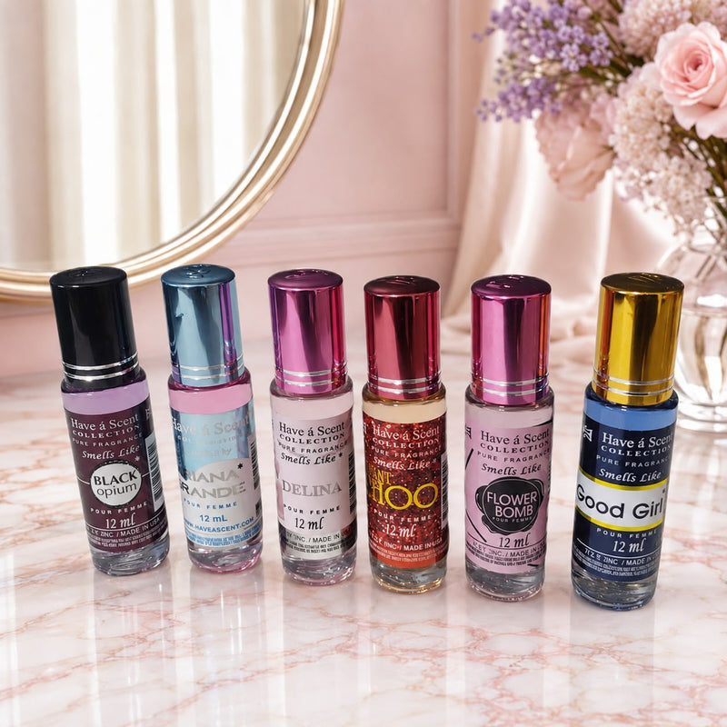 Roll on fragrance oils for women. Variety pack of 6